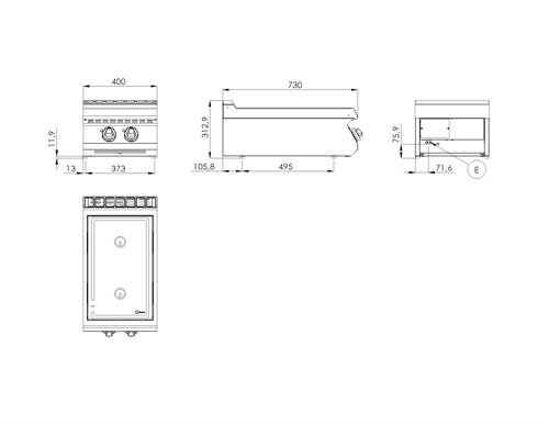 Mått induktionsspis SPI-704-ES